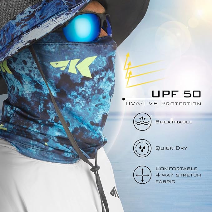 KastKing Sol Armis Neck Gaiter - UPF 50 Face Mask - UV Sun Protection Mask for Men & Women, Fishing, Hiking