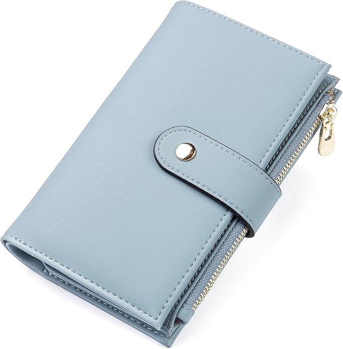 yiijay Womens Wallet RFID Blocking Vegan Leather Trifold Clutch Credit Card Holder Ladies Travel Wallet Purse with Pen Holder