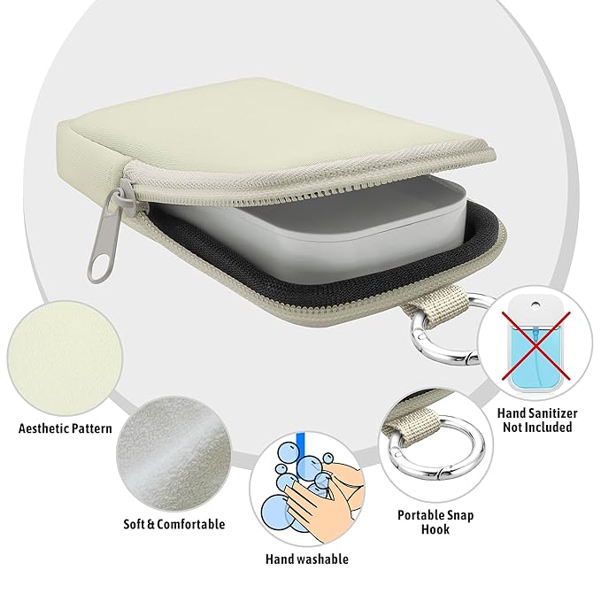 Hand Sanitizer Spray Case, Hand Sanitizer Holder Zippered Pouch, Cute Fashion Accessory with Snap Hook for Glow Mist and Power Mist 1FL OZ, White
