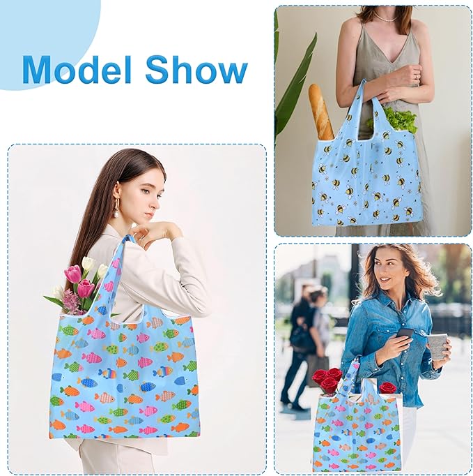 ZooviHyvi Extra Large 50lbs Foldable Reusable Shopping Bags kitchen reusable grocery bags Washable Polyester Bags in Pocket