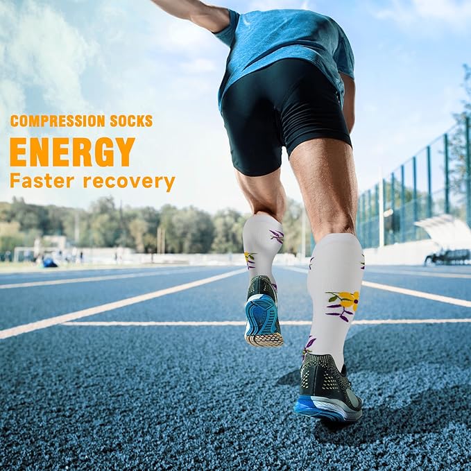 bropite Flora Compression Socks for Women & Men-Knee high 6 Pairs 20-30mmhg Support Running Nurse Travel