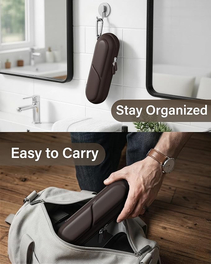 ProCase Toothbrush Travel Case for Oral-B/Oral-B Pro 1000 1500 5000 7000 7500 6000 9600/Philips Sonicare 4100 5100 1100 6100 5300 Oral-B iO Electric Toothbrush Portable Hard Container -Chocolate