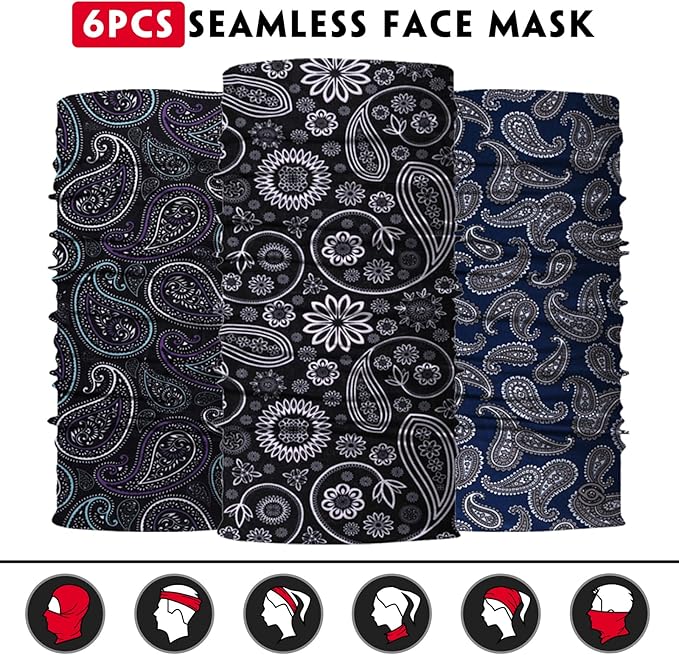 Neck Gaiter for Men Women Headwear Bandana Head Wrap Face Scarf Mask Cover Warmer Balaclava-Seamless & Versatile