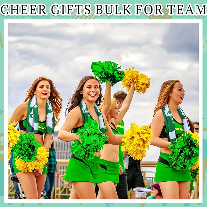 12 Pcs Cheerleader Cooling Towel Cheer Gifts Bulk for Team Cheer Sports Gifts with Bags 40" x 12" Breathable Chilly Microfiber Cooling Towel for Yoga Sport Gym Party Favor (Green)