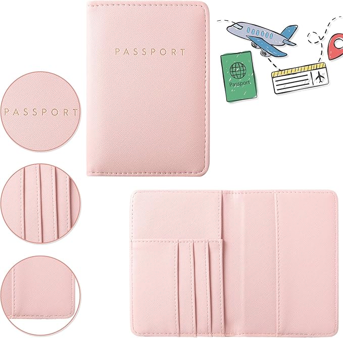 2 Pcs Passport Cover Holder for Travel Waterproof Leather Passport Wallet Case Book Travel Cruise Essentials for Women Men | 2 Pieces