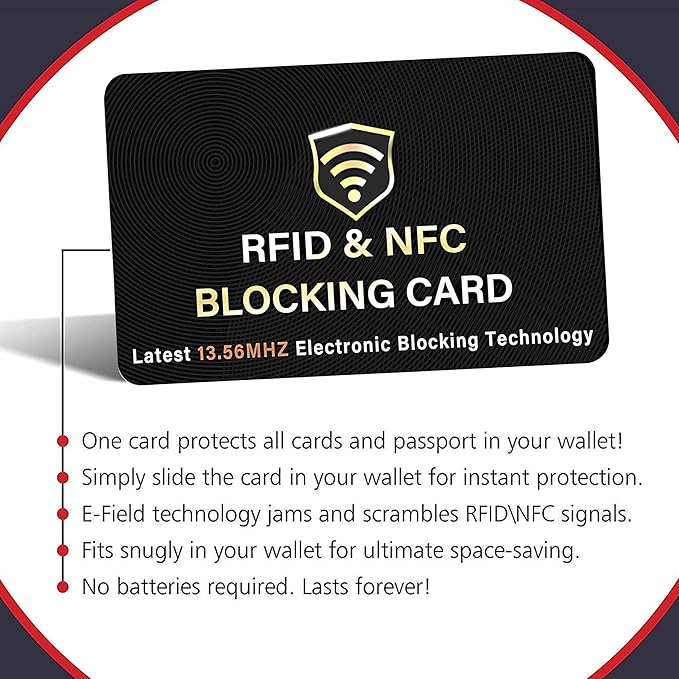 SaiTech IT 4 Pack RFID Blocking Card, One Card Protects Entire Wallet Purse, NFC Contactless Bank Debit Credit Card Protector ID ATM Guard Card Blocker - (Black)