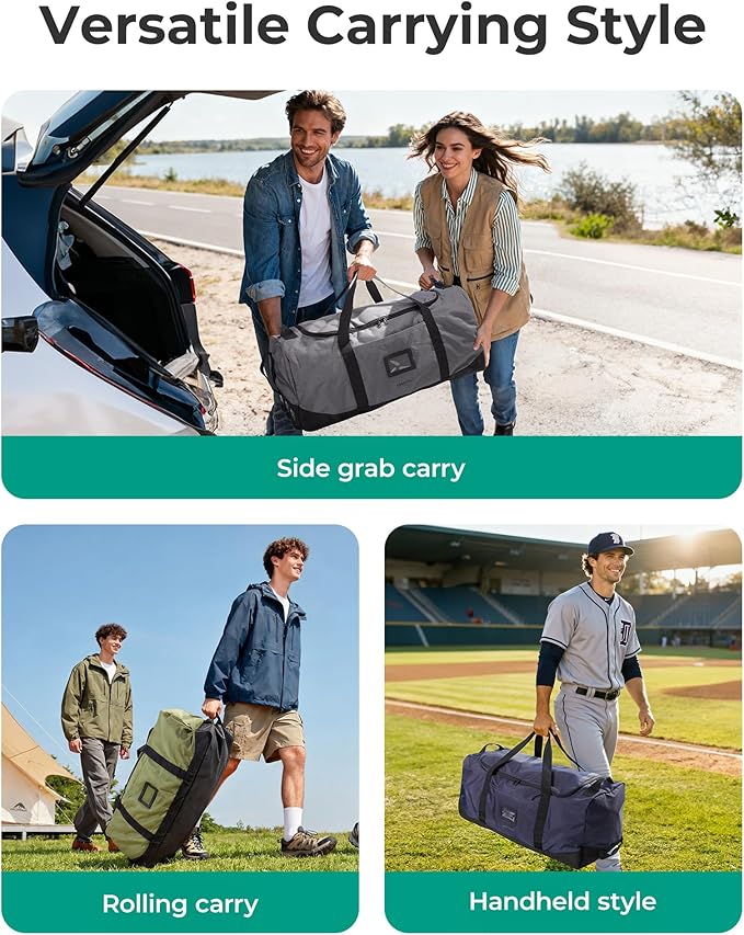 BAGSMART 83L Foldable Travel Bag, Large Duffle Bag for Travel, Weekender Duffel Luggage Bag for Sport College Camping, Water Resistant, Navy Blue