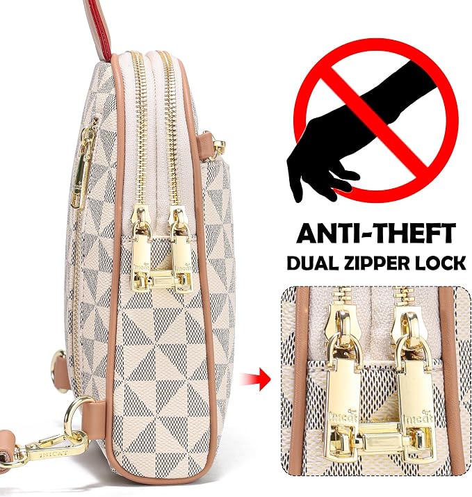INICAT RFID Blocking Sling Bag, Anti Theft Crossbody Bag for Women Compact Travel Purses Leather