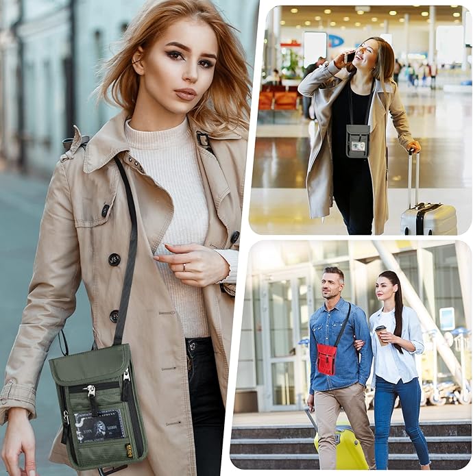 HOTEMIA Neck Wallet for Travel,Passport Holder Neck Pouch for Men Women with Adjustable Neck Strap and RFID Blocking
