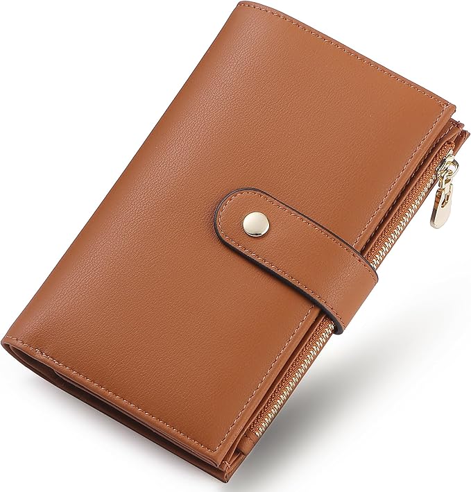 yiijay Wallet Women RFID Blocking Multi Cards Wallet Credit Card Holder for Women Large Capacity Lady Leather Trifold Travel Wallet with Pen Holder