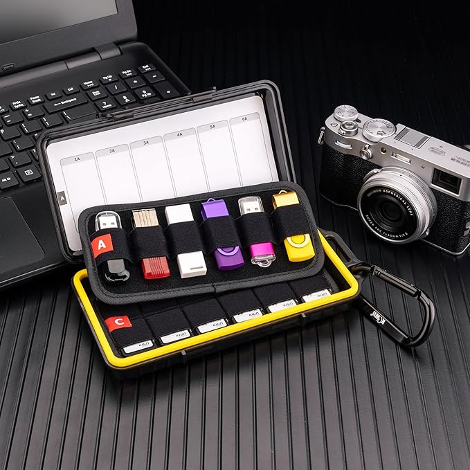 USB Flash Drive Case with Labels, Thumb Drive Holder Organizer, Shockproof Water-Resistant, SD Card/NS/PSV/CFexpress Type A Card Case