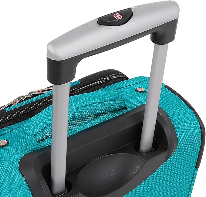 SWISSGEAR Sion Softside Expandable Spinner Luggage Durable Lightweight Travel Suitcase, Teal, Checked-Medium