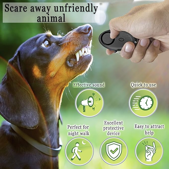Personal Alarm, Loud Sound for Scaring Off Danger, Attach to Dog Leash, Pet Protection Device, Great for Morning & Late Night, Ideal for Walking Pets, Flashlight Attached for Evenings