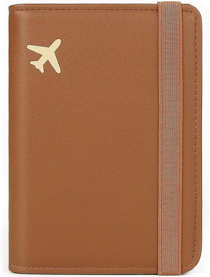ZOPPEN RFID Blocking Passport Holder for Travel – PU Leather Waterproof Lightweight Passport Cover Wallet for Women Men, Travel Organizer with Card Slots for Airline Tickets & Passport Book, Brown