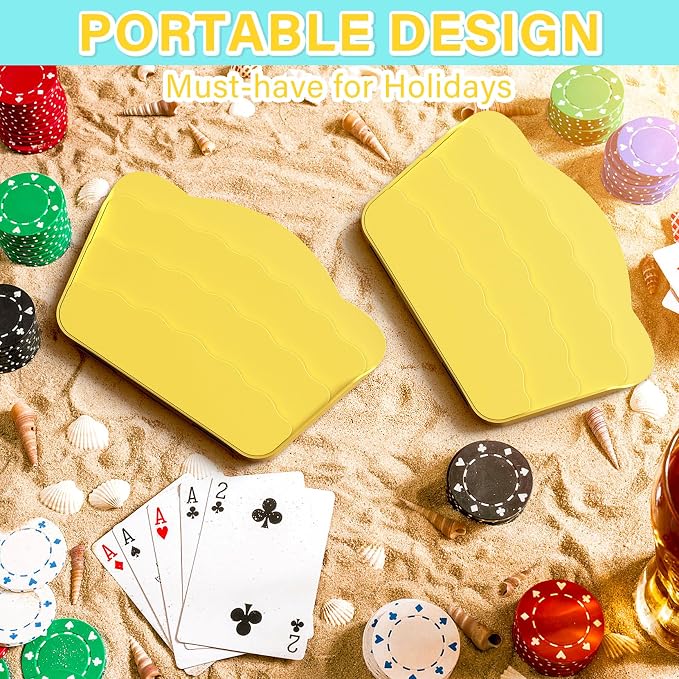 Tenyond Card Holders for Playing Cards - 2 Pack Playing Card Holder w/Foldable Stand for Stocking Stuffer, Travel Game, for Senior, Little or Arthritis Hand, UNO, Poker, or Holiday Game Night, Yellow