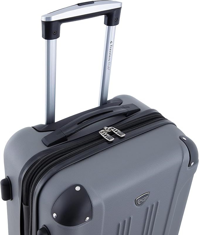 Travelers Club Chicago Hardside Expandable Spinner Luggage, Charcoal, 20"(22in with wheels) Carry-On