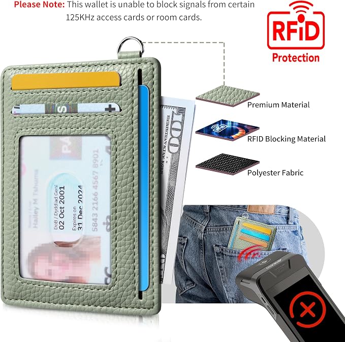 Mayski Slim Wallet, Credit Card Holder for Women, Minimalist Front Pocket RFID Blocking Card Cases, Small Wallet Women Men(Litchi Green)