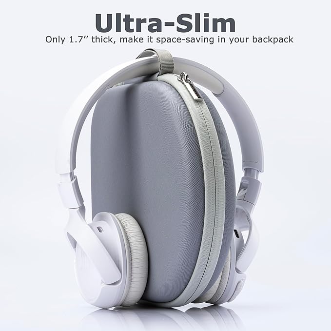 Ginsco Headphone Case Compatible with JBL Tune 510BT/520BT/500BT with Sony WH-CH520/510, Ultra-Slim Hard Shell Waterproof Headphone Case for On Ear Headphones (Gray White)