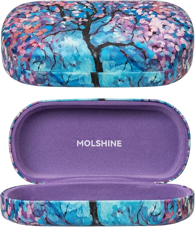 molshine Hard Shell Sunglasses Case,Classic Large Glasses Case for Women Men,Sunglass Eyeglasses