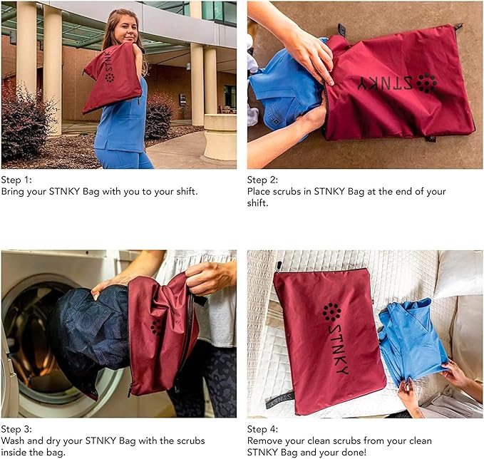 STNKY Bag Pro - Laundry Bag - Wash Bag for Health Workers, Sports, Fitness & Travel (Standard, Burgundy)
