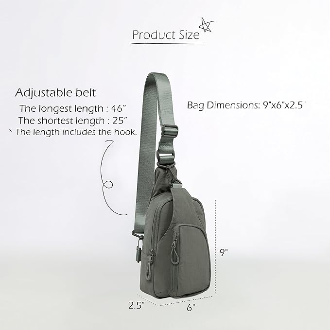 ODODOS Sling Bag with Adjustable Straps Crossbody Chest Bag Lightweight Backpack for Casual Traveling Hiking