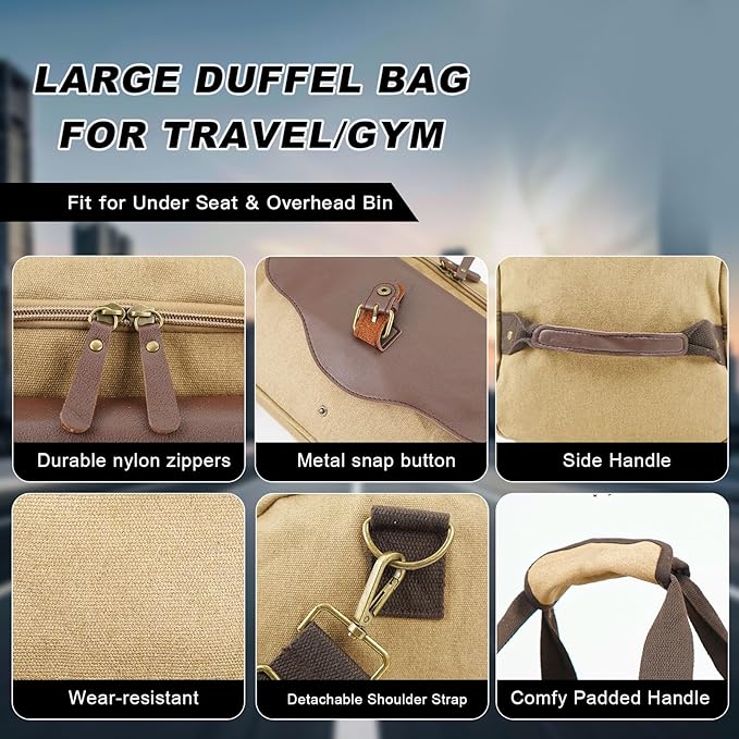22L Lightweight Travel Duffle Bag - Approved Under Seat Carry-On, Multi-Pocket Weekender Gym Bag with Adjustable Straps, Unisex Overnight Bag for Men & Women