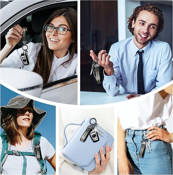 OHKYOOT Leather Car Keychain,Carabiner Clip Key Fob Keychain for Home Car Keys Women Men