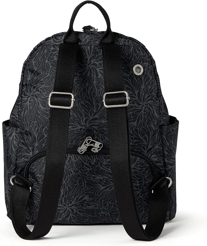 Baggallini Securtex® Anti-theft Vacation Travel Backpack 10x13 Slash-Resistant Nylon Daypack w/RFID, Midnight Blossom