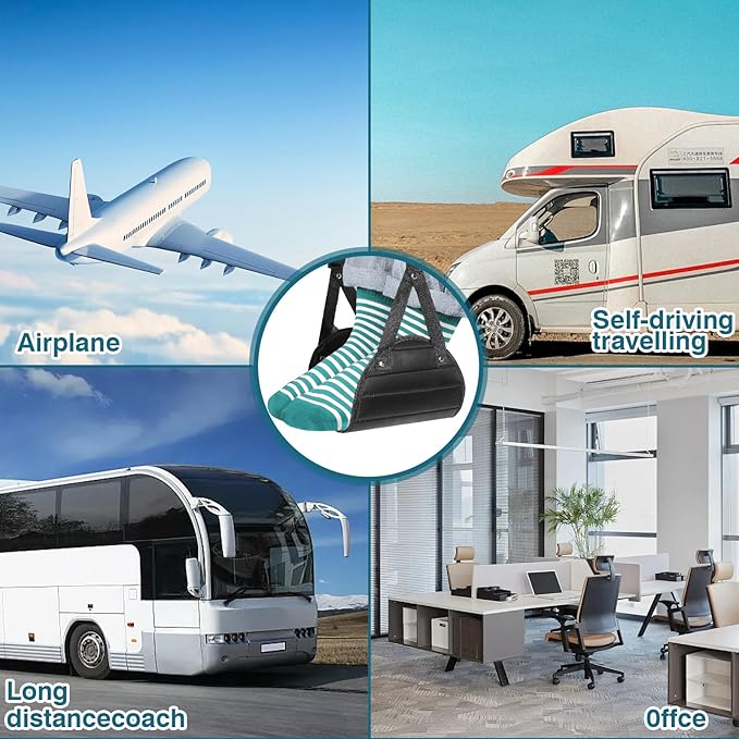 Travel Foot Rest Airplane Footrest Hammock Portable Leg Rest Ideal Travel Footrest for Long Trips Office Workers & Airplane Travelers to Relax Feet & Relieve Leg Fatigue