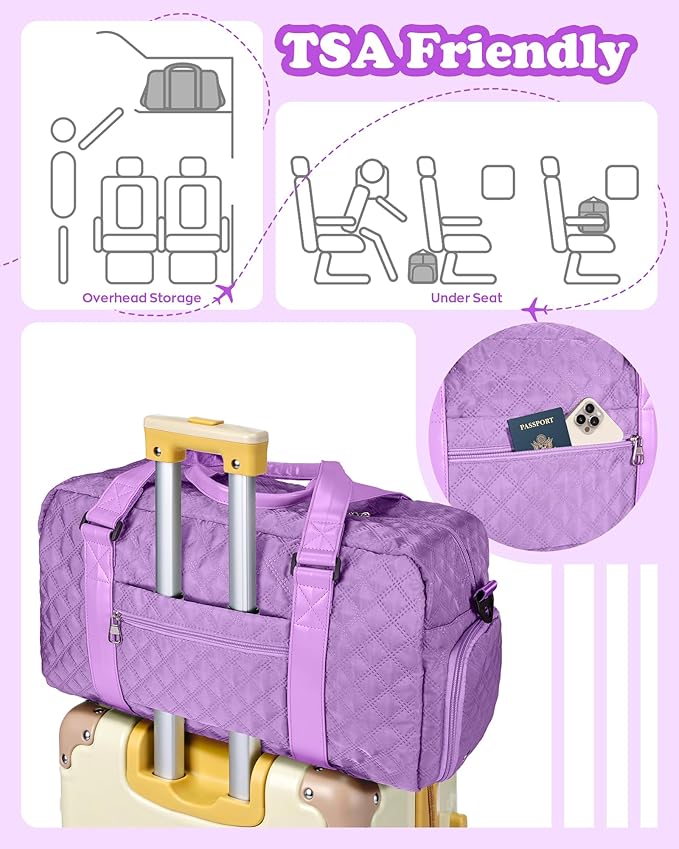 Elilier Ballet Dance Bag Girls, Birthday Gifts Teen Girl Gift, Initial Travel Duffel Bag, Overnight Bag Girlfriend Birthday Kids Gifts, for Women, Mom, Sister, Teacher, Teen Girls