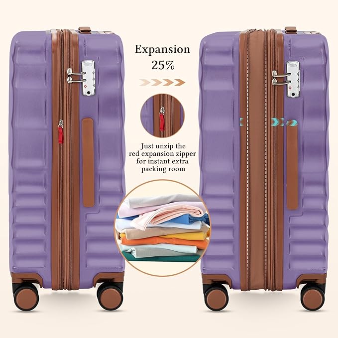 Rosamo 5 Piece Luggage Set Expandable Hardside, 20/24/28in Suitcases with Matching Travel Bags, 22x14x9 Airline Approved Carry On, TSA Lock, Spinner Wheels, ABS+PC
