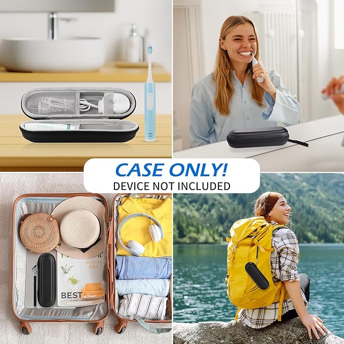 Toothbrush Travel Case for Oral B/Oral-B Pro 1000 1500 5000 7000 & Philips Sonicare 4100 1100 5300 5100 6100/iO Electric Toothbrush, Hard Protective Storage Bag (Black)