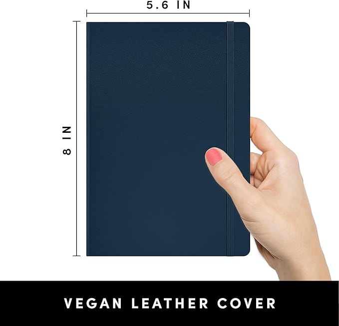 PAPERAGE Lined Journal Notebook, Hardcover Journal for Women & Men, 252 Pages, (5.6 in x 8 in), College Ruled Journaling Notebook for Work, School Supplies & Note Taking, (Navy)