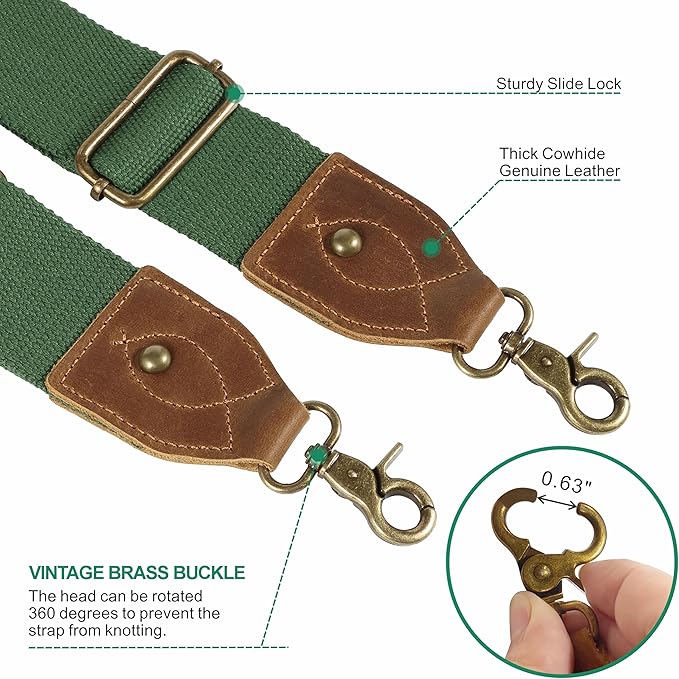 Nefelibata Purse Strap-2"Crazy Horse Leather Bag Strap Adjustable Replacement,Retro Jacquard Embroidery Crossbody Straps