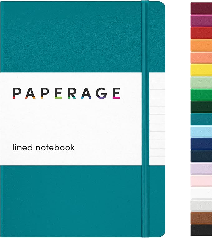 PAPERAGE Lined Journal Notebook, Hardcover Journal for Women & Men, 160 Pages, (5.6 in x 8 in), College Ruled Journaling Notebook for Work, School Supplies & Note Taking, (Turquoise)