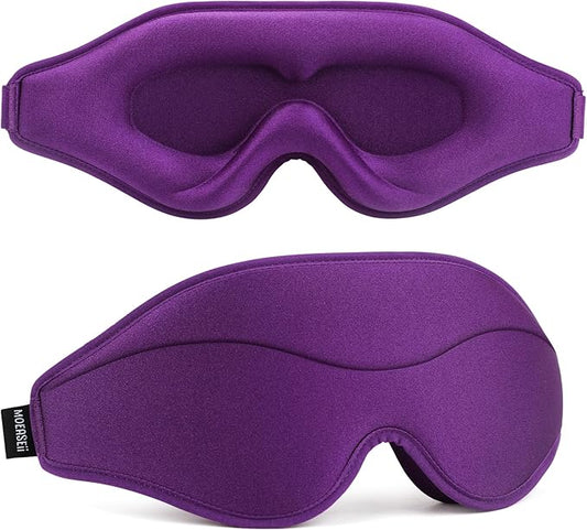 Sleep Mask - Total Blackout 3D Sleeping Mask, Super Lightweight & Silky Soft Eye Mask for Sleeping, Fully Adjustable Fit for Home, Traveling, Meditation, Yoga, Purple, Mothers Day Gifts
