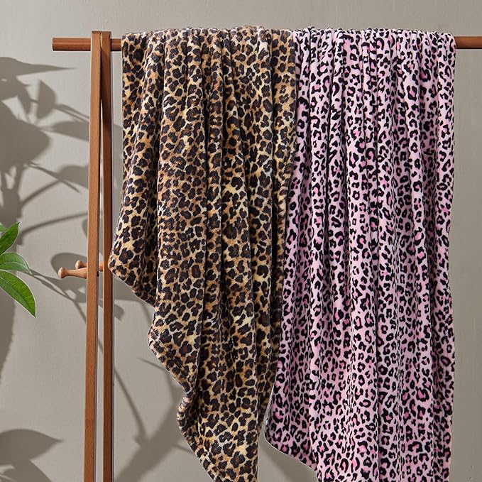 BEDELITE Fleece Blanket for Couch & Bed, Luxury Cheetah Plush Cozy Fuzzy Blanket, Leopard Print Throw 50"x 60", Dark Brown
