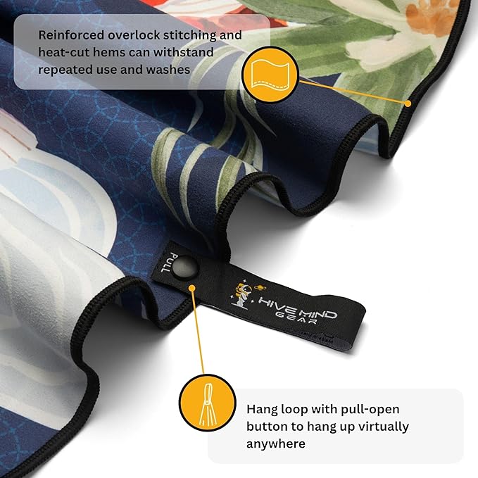 Travel Towel – Packable, Lightweight, Quick-Dry, Fade Resistant, Sand-Repellent – Soft Microfiber Towel for Travel, Backpacking, Beach, Pool, Outdoors – Double-Sided Print – 60” x 30”
