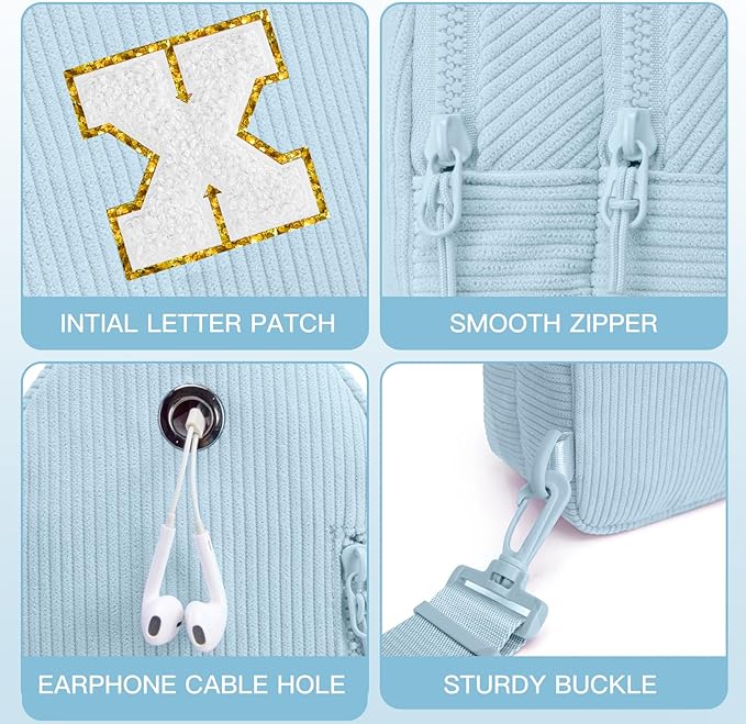 Viverte Small Corduroy Sling Bag Initial Crossbody Bag Fanny Pack for Girls Personalized Birthday Gifts for Teen Girls Gifts