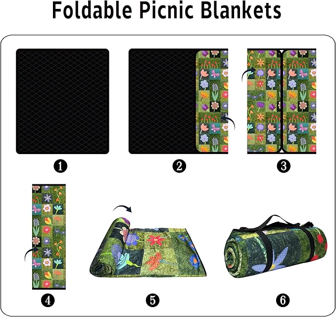 Supfitness Extra Large Picnic Blankets Waterproof Foldable (60 "x 80") Beach Blanket Waterproof Sandproof,3-Layer Thicking Mat Outdoor Packable Camping Blanket