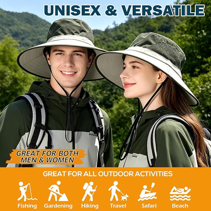 EINSKEY Wide Brim Sun Hat, UPF 50+ UV Protection Waterproof Packable Bucket Hat for Men & Women, Fishing Hiking Beach Garden