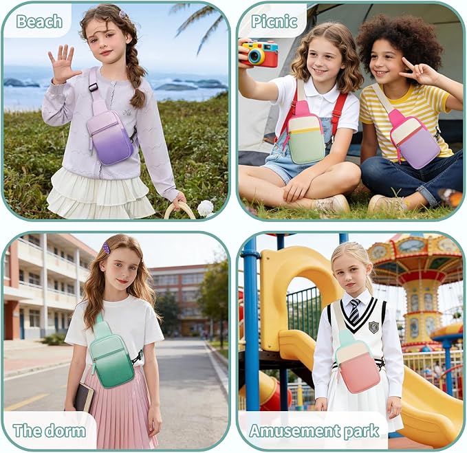 Birthday Gifts for 8 9 10 11 12 Year Old Teens Girls Kids, Fanny Pack Crossbody Bag Sling Belt Bags Purse, Dorm Travel Essentials for Girls Fashion, Preppy Tween Teen Girl Gift Trendy Stuff
