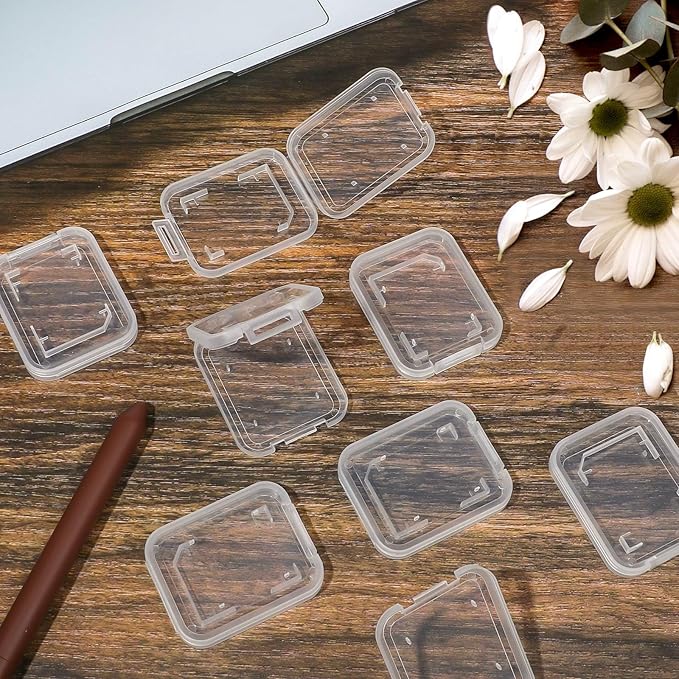 15Pcs SD/SDHC Memory Card Case Holder, Standard SD Plastic Storage Boxes, Clear Compact
