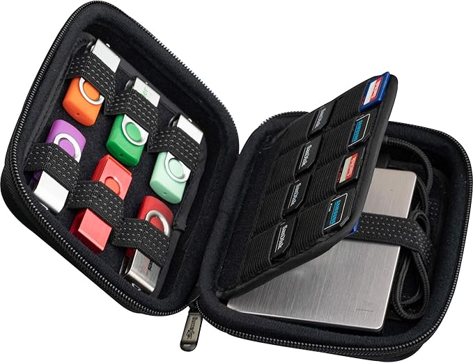 ButterFox USB Thumb Flash Pen Drive Storage Holder/Memory Card SD SDXC SDHC Card Holder Case/External Hard Drive Case/Universal Electronic Accessories Organizer (12USB+16SD)