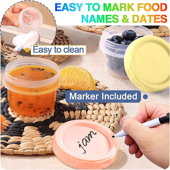 Yomarket 12pcs 2 oz Salad Dressing Container To Go Small Sauce Containers with Lids, Reusable Condiment Cups for Lunch Box, Leakproof, Freezer, Microwave & Dishwasher Safe