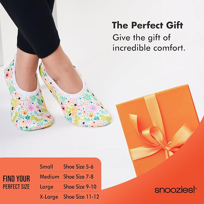 Snoozies Skinnies Butterflies Bees slipper socks for Women Sherpa Lining Soft Non Slip and Foldable