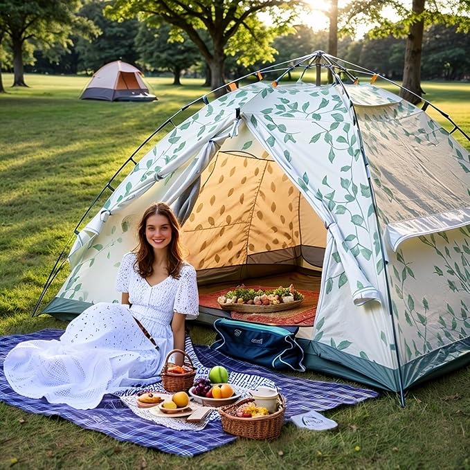 Wind Tour Waterproof Picnic Blanket with Carry Strap - Foldable Sandproof Outdoor Mat for Camping, Beach, Park - 59" x 71",Green(Two Mat Set)