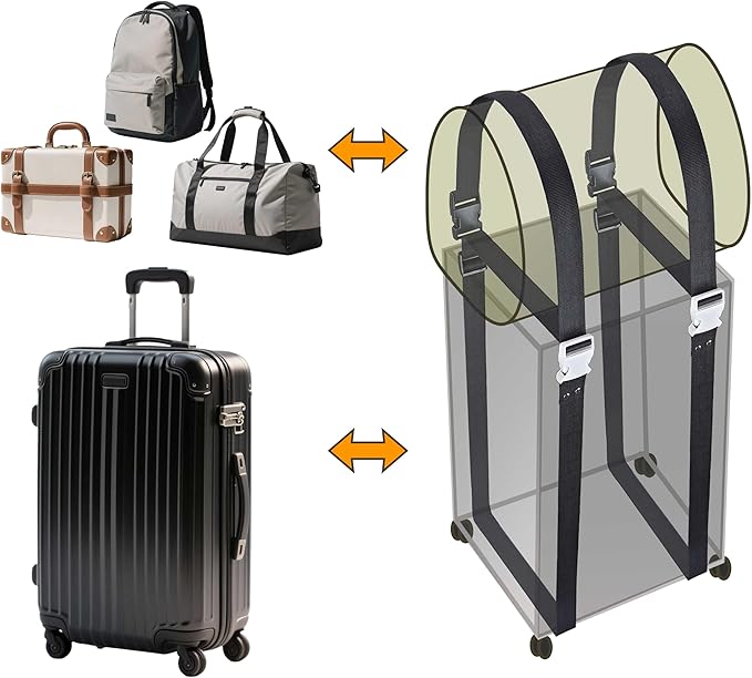 Multi-Purpose Luggage Straps, Carry On Strap for Add a Bag to Suitcase, Travel Belt Use for Securing Suitcase and Connect Two Suitcase, Black 2 Pack