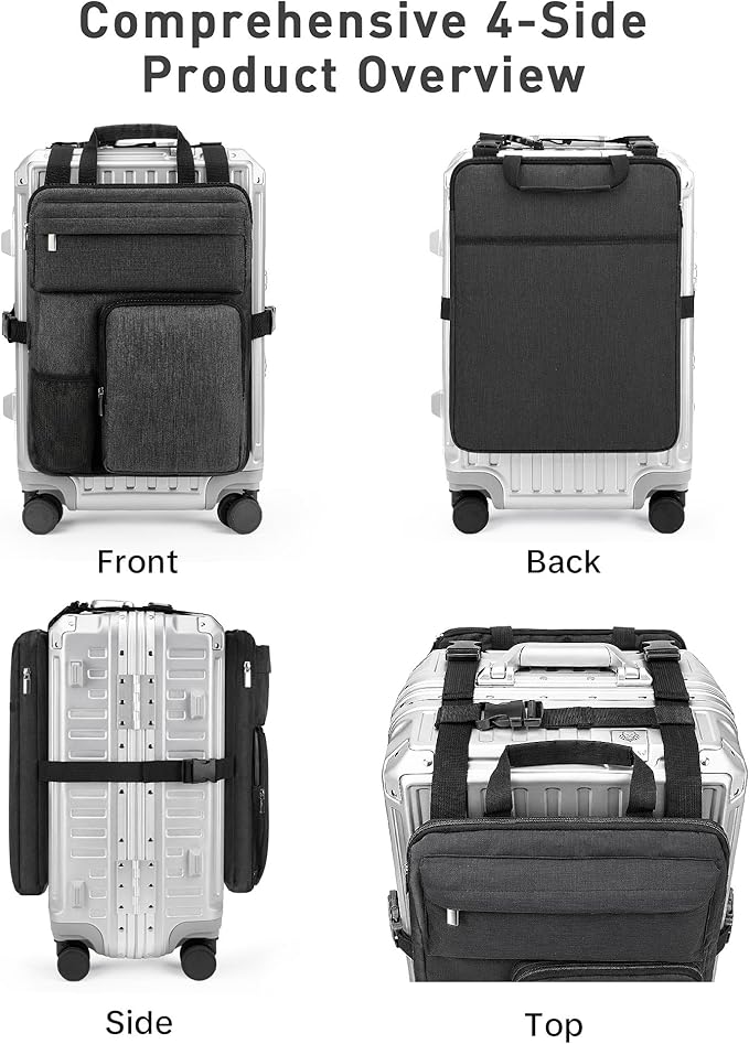 BS-VOG Over Luggage Organizer for Carry On Bag with Cup Holder, Travel Organizer for Suitcase, Adjustable Straps Suitcase Bag, Carry On Storage for Laptop, Fits 20-28 Inch Luggage