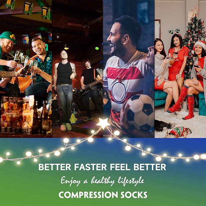 bropite Flora Compression Socks for Women & Men-Knee high 6 Pairs 20-30mmhg Support Running Nurse Travel